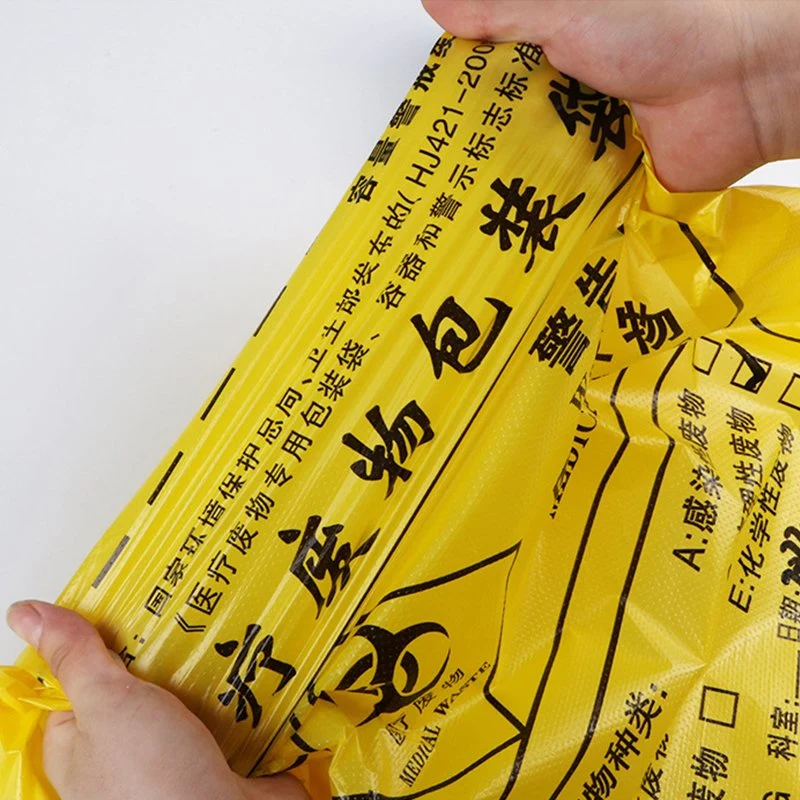 Hot Sale Disposable Medial Hospital Waste Garbage Bag Thickened Flat Mouth Portable Type Garbage Plastic Bag on Roll Dustbin