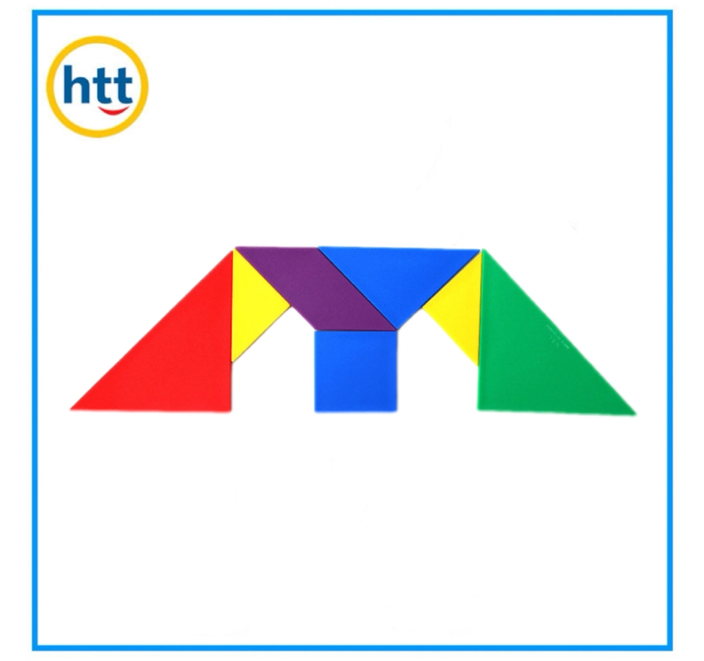 Venta caliente de plástico de colores Tangram Puzzle 7 Piezas de juguetes para niños