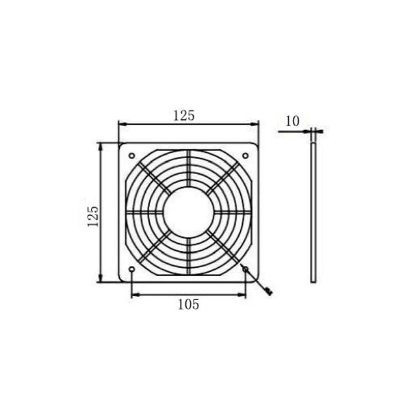 125mm três numa espiral de malha externa da tampa do ventilador