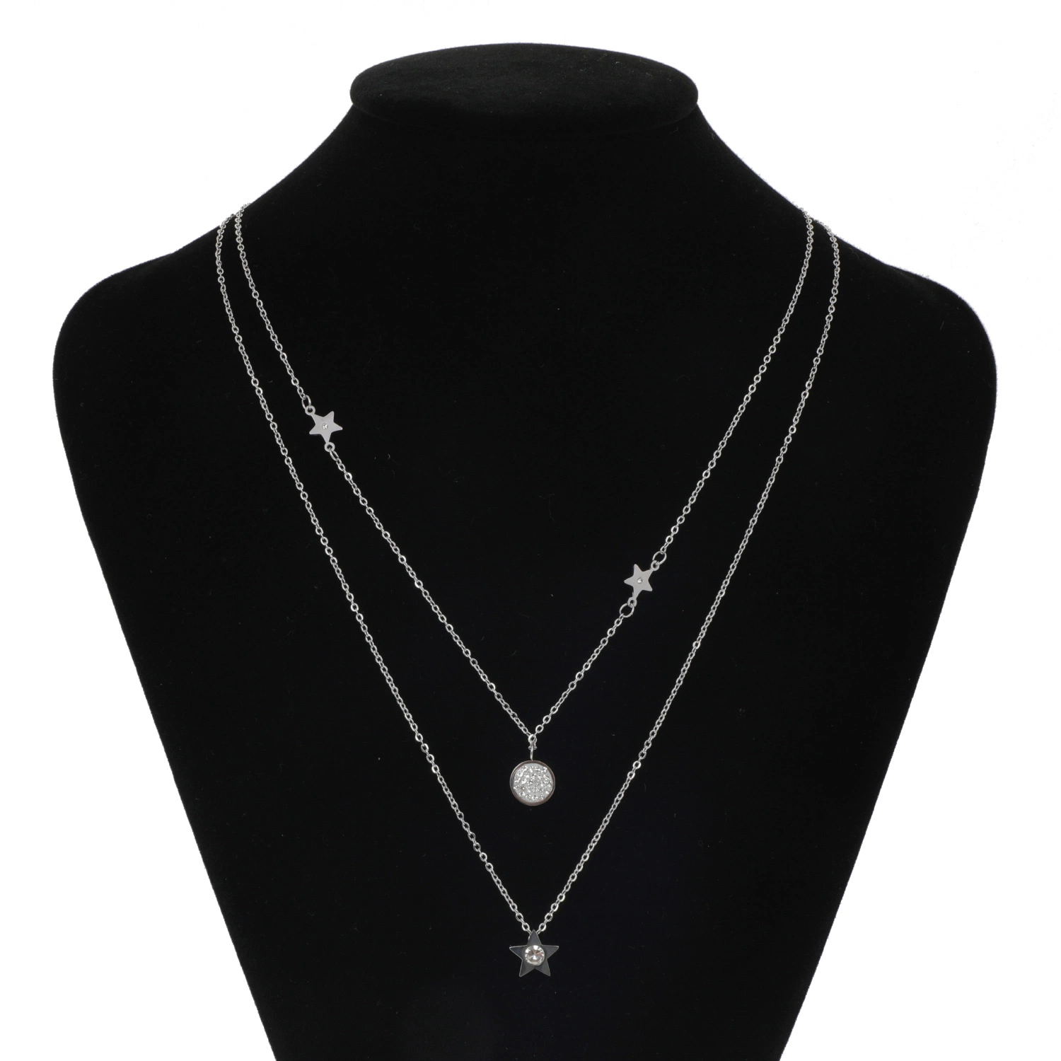 Hot Sale 925 Sterling Silver 18K charme plaqué or Bijoux pentagramme Croissant de lune et étoile Collier signe pour les femmes