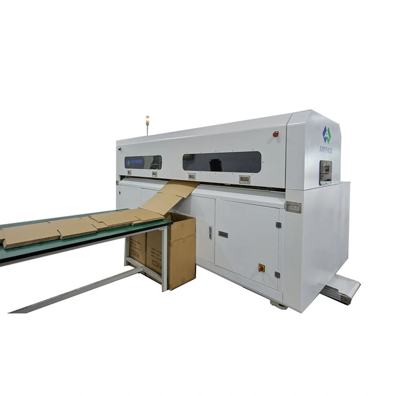 Automatic All in One Box Making Machine Box on Demand for Corrugated Cardboard with Slitting, Slotting, Creasing, Trimming and Handhold Die Cutting.