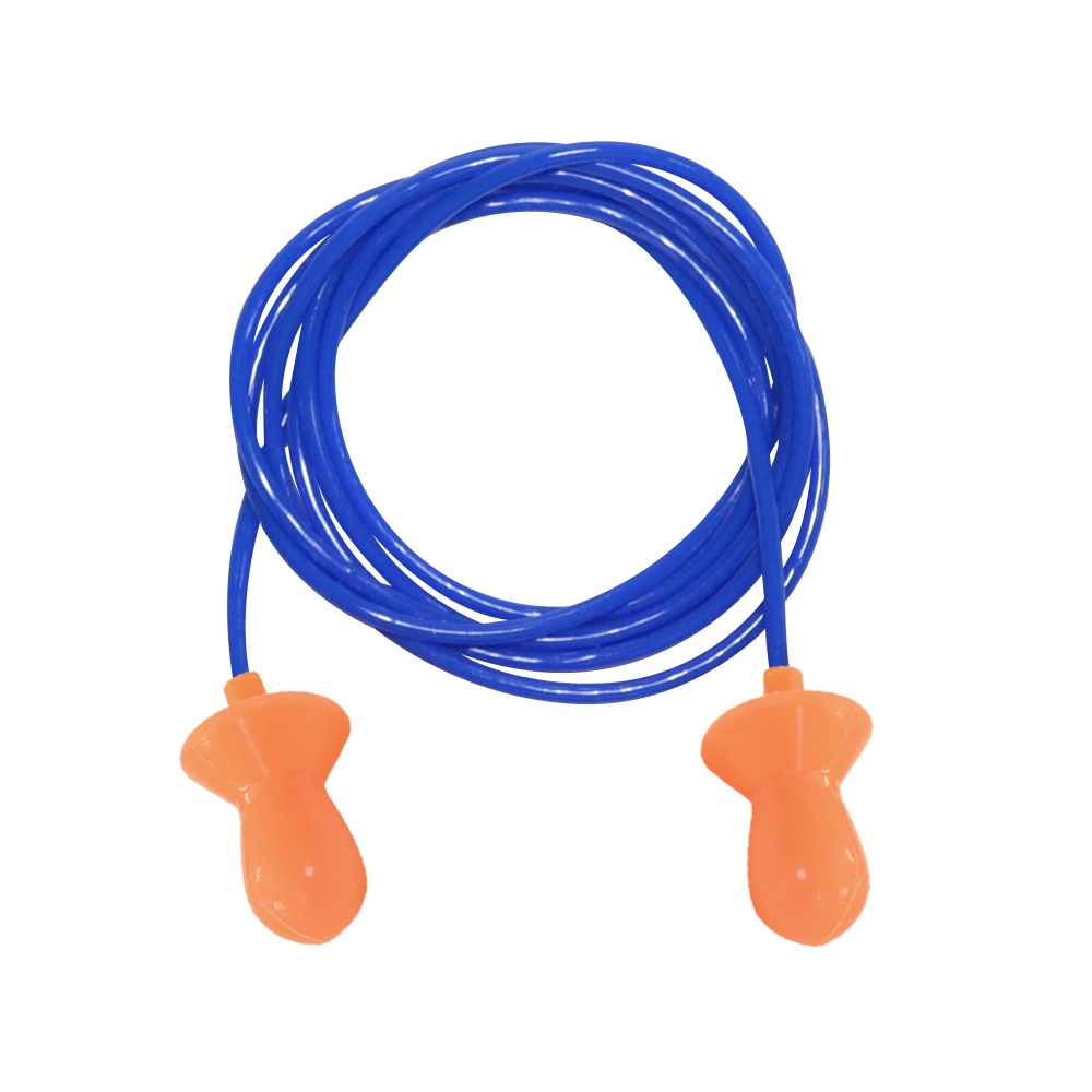 Bullet Shape Silicone Earplug with Blue Plastic Cord as PPE Production