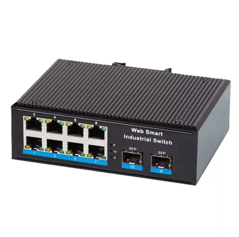 Factory 10/100/1000Mbps 8 Ports Poe RJ45 and 10/100/1000Mbps 2 SFP Port Ethernet Switch Managed