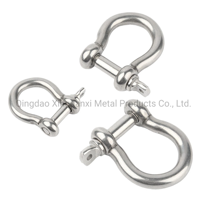 High quality/High cost performance Rigging Hardware Stainless Steel European Type Bow Shackle with Safety Pin