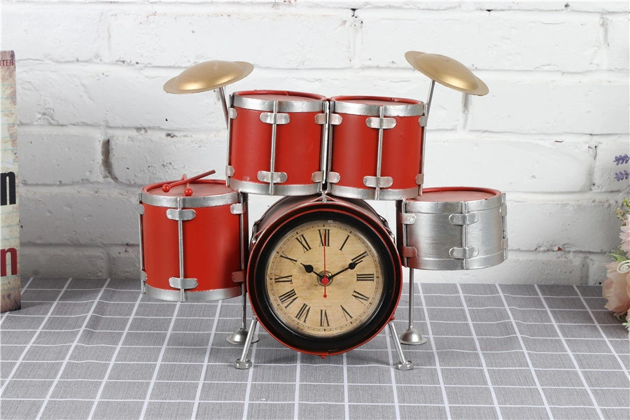 Household Colorful Jazz Drum Shaped Retro Cold Decorative Table Clock