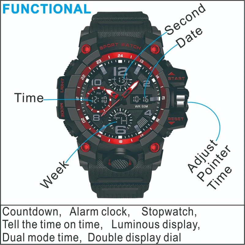 Best Selling Sports 2 Time Men Analog Waterproof Watch Branded Fashion