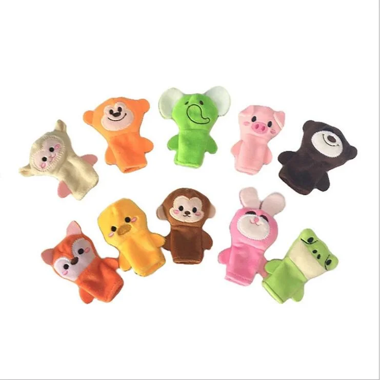 Different Cartoon Animal Finger Puppets Soft Velvet Dolls Props Toys Easter Basket Stuffers