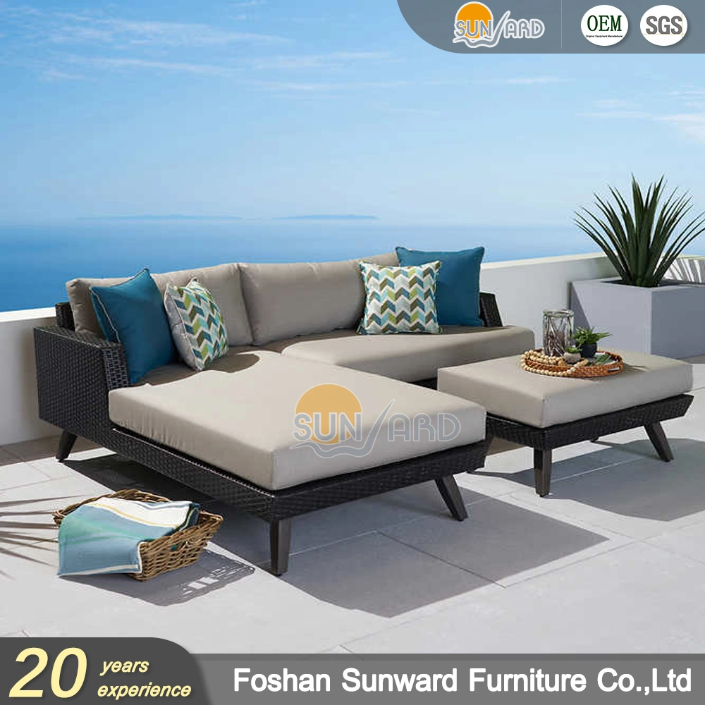 Outdoor Furniture Sofa PE Natural Furniture Brown Rattan Sofa with Cushions