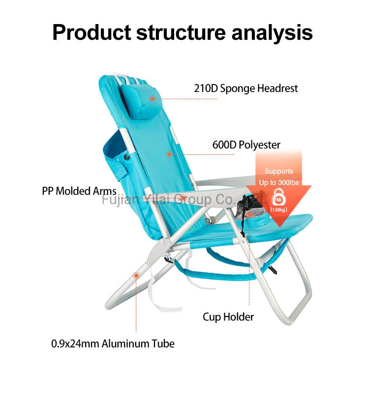 Outdoor Comfortable Portable Aluminum Camping Beach Folding Travel Chair