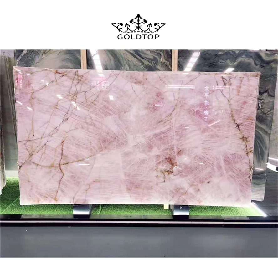 Mayorista de fábrica de piedras naturales pulidas o bruñidas cuarto de baño superficie/cocina /Salón Rosa de la encimera de mármol de cristal para el hogar