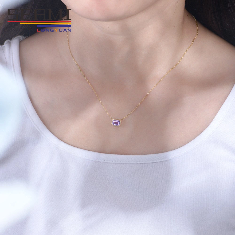 Hot Sale Fashion S925 Silver Necklace Natural Amethyst Pendant Jewelry