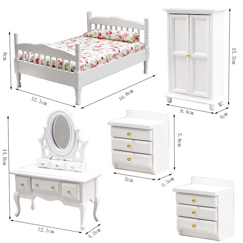 1: 12 Meubles de chambre à coucher miniatures pour maison de poupées Accessoires de décoration