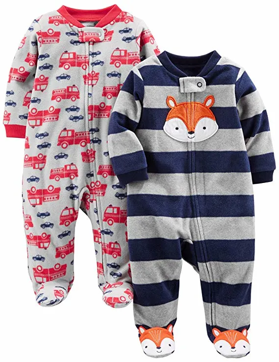 Boys' Winter Warm Fleece Footed Sleep and Play Suit Toddler Baby's Clothing Wear