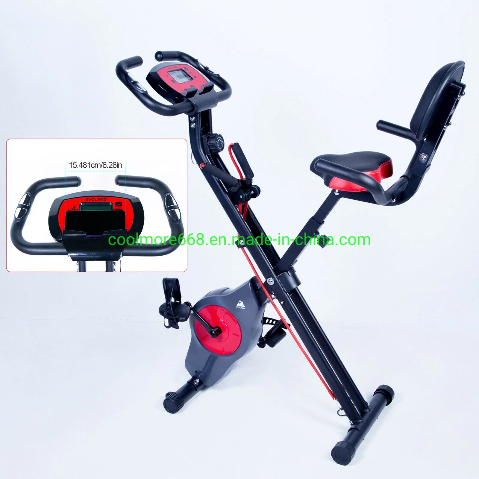 Folding Semi Recumbent Magnetic Upright Exercise Bike with Free APP for Indoor Bike Workout Log and Track, Backrest,