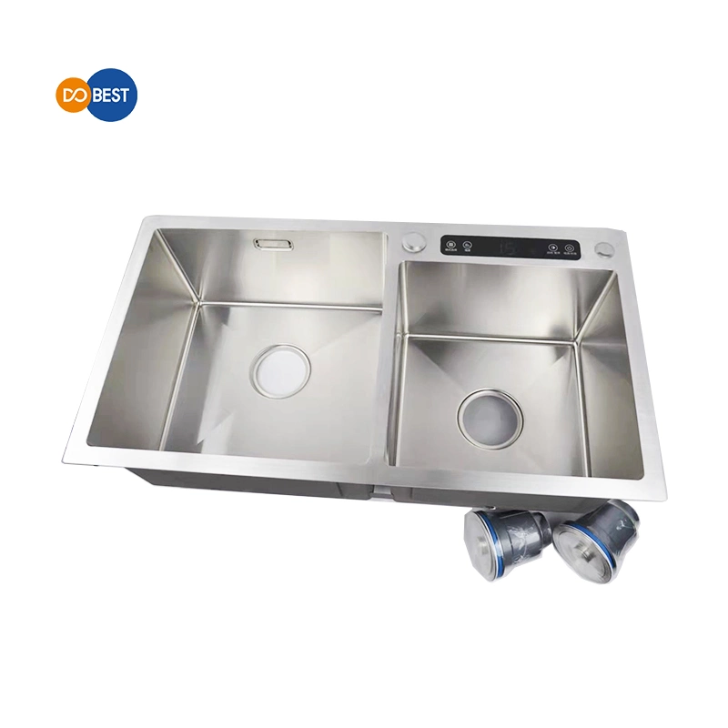 304 Stainless Steel Kitchen Sink with Double Silver Washing Basin Dishwasher
