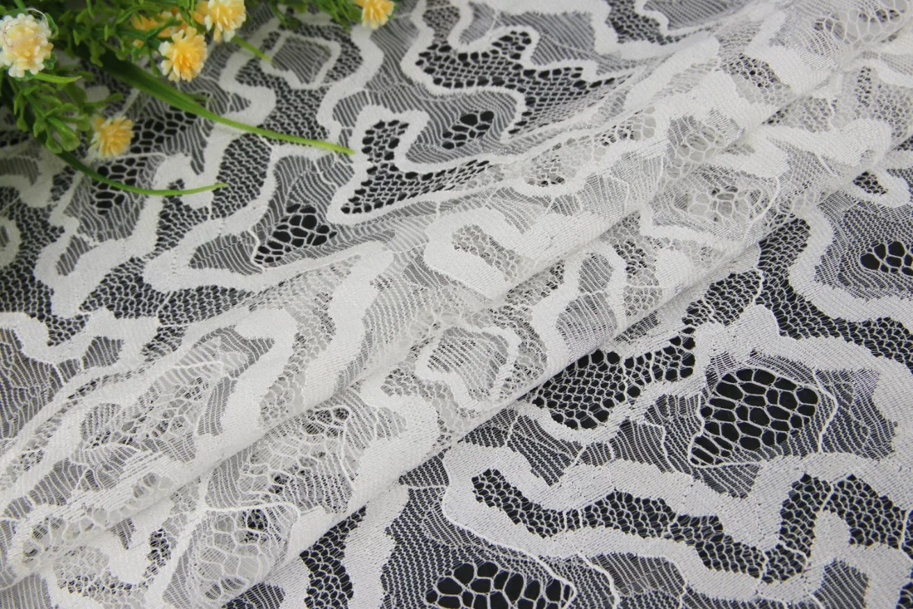 White Fabric Brocade Cotton Clothing Dress Decorative Tulle Mesh Lace Fabric