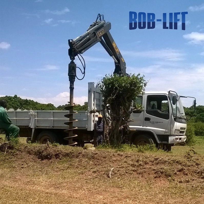 5ton Mini montados sobre camiones grúa hidráulica de la pluma del sinfín de perforación