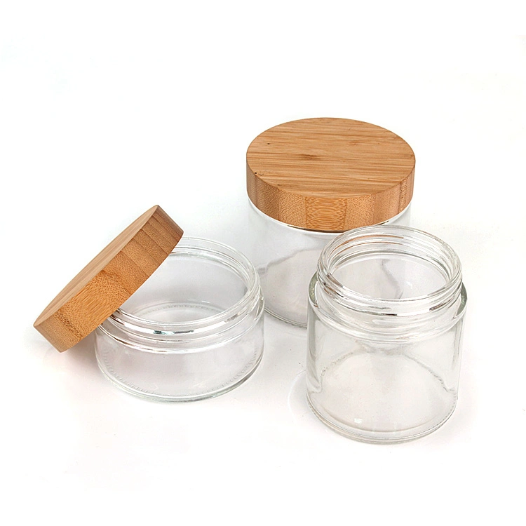 Eco Friendly 220ml 300ml 420ml 660 ml 730 ml vidro transparente de armazenamento Jarro com tampa de bambu