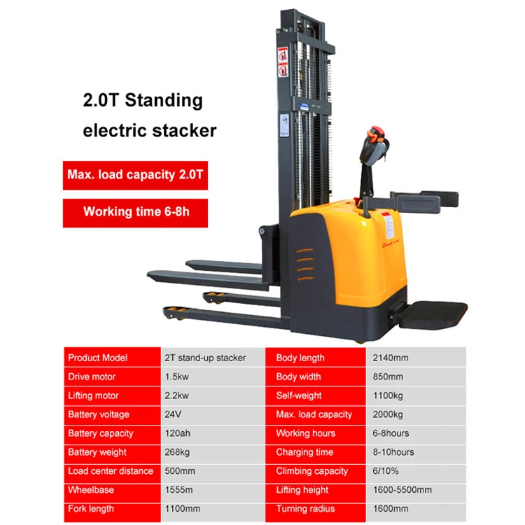 Fully Electric 1.5t Lifting Truck Walking Hydraulic Handling Forklift Stacking Truck 2m 3m Automatic All Balance Electric Stacke