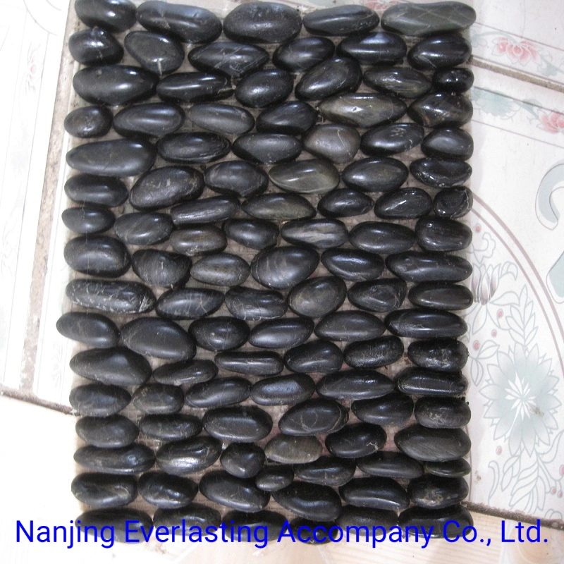 River Stone Polished Pebbles on Net Floor Mosaic