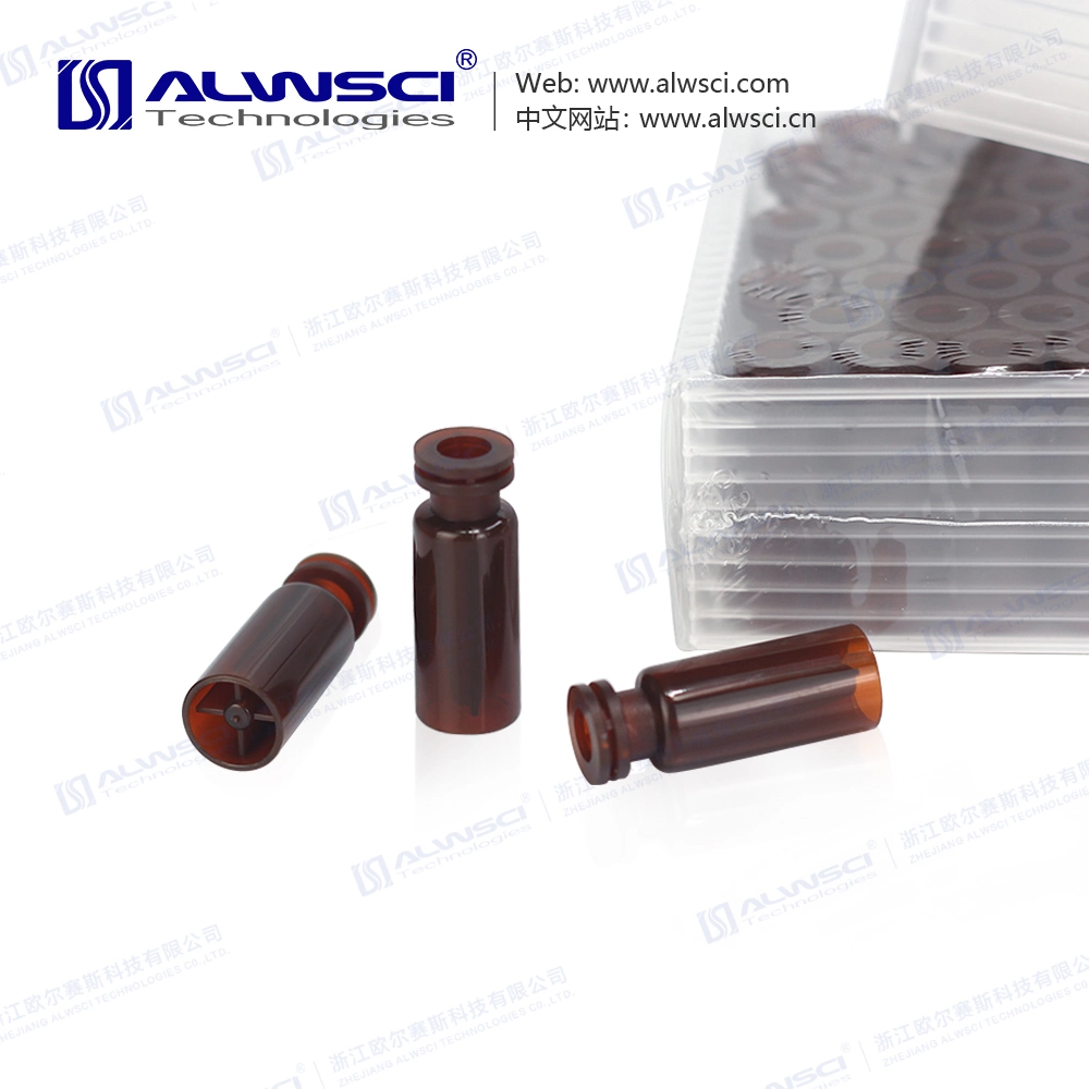 Lab 2ml 11mm 12x32mm PP Snap la parte superior de color ámbar Vial con 0.3ml Micro-Insert