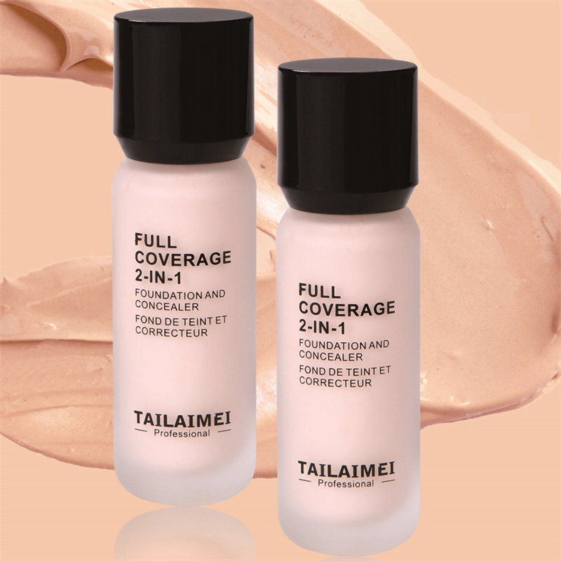 Tlm Private Label SPF30 2 in 1 Liquid Foundation OEM ODM Light Skin Face Base Full Coverage Lasting Makeup Concealer Cream Wholesale/Supplier