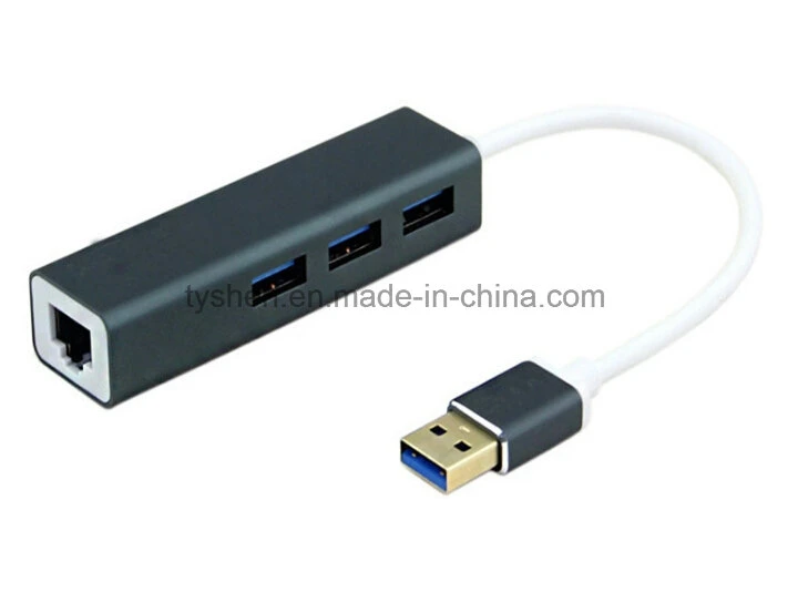 USB 3.0 Hub Metal Housing Case, 1000 Mbps LAN Card