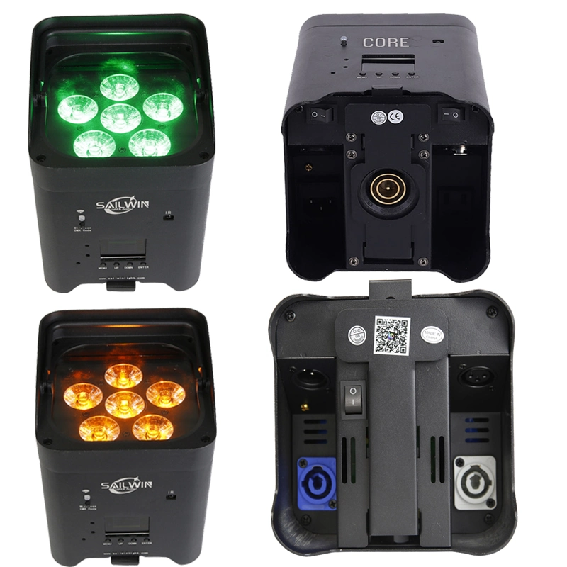 España Stock 6X18W Rgbaw+UV batería alimentado WiFi LED Uplight Stage LUZ PAR