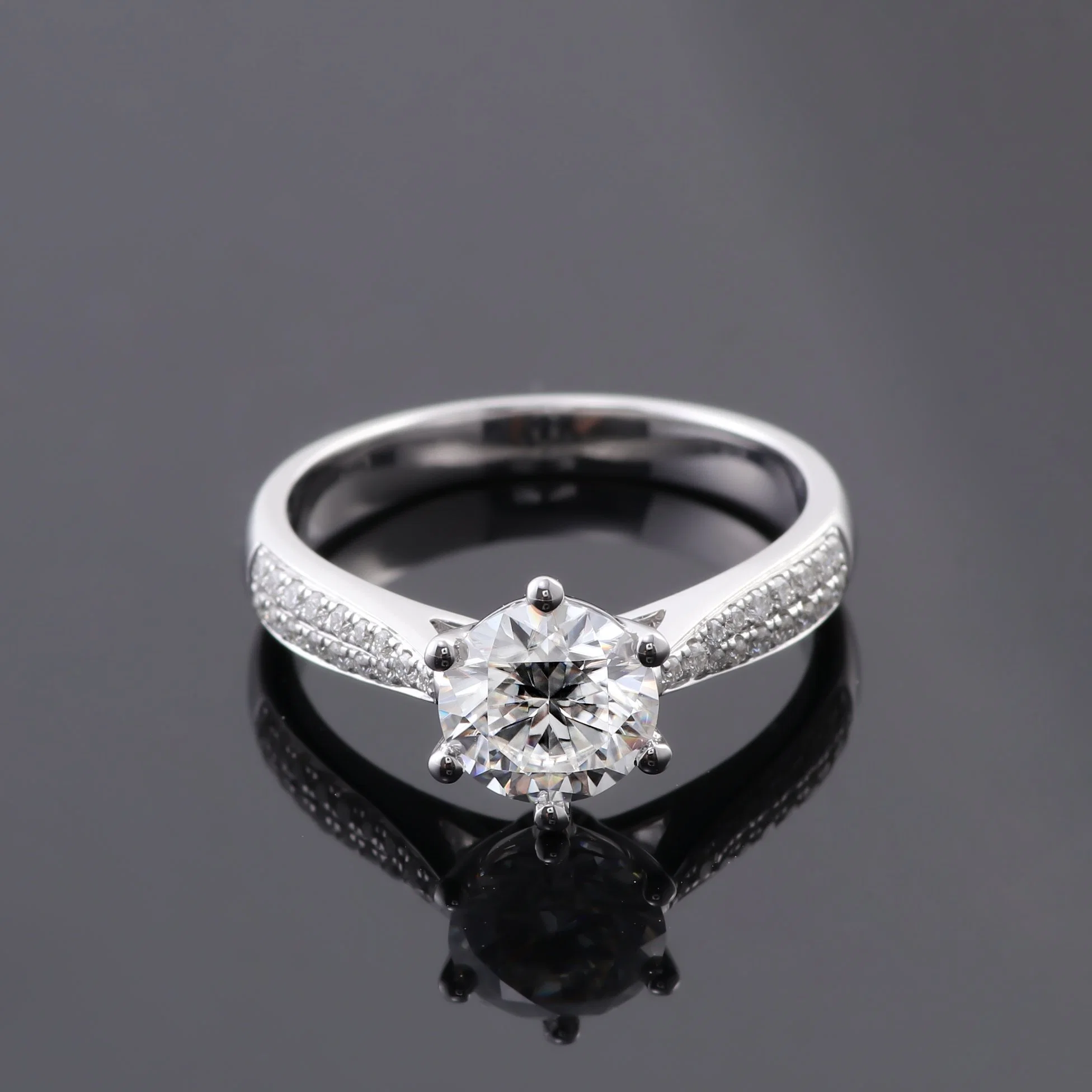 1ctw Diamond Engagement Ring Real Diamond Ring 14K White Gold Diamond Paved Band Ring Special Pinched Shank Design for Her