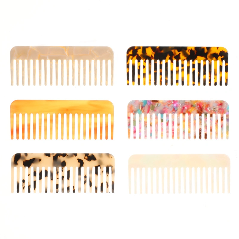 Hot Selling 4mm Wide Tooth Comb Cellulose Acetate Comb Custom Logo Detangling Anti-Static Acetate Plate Hair Brush Comb