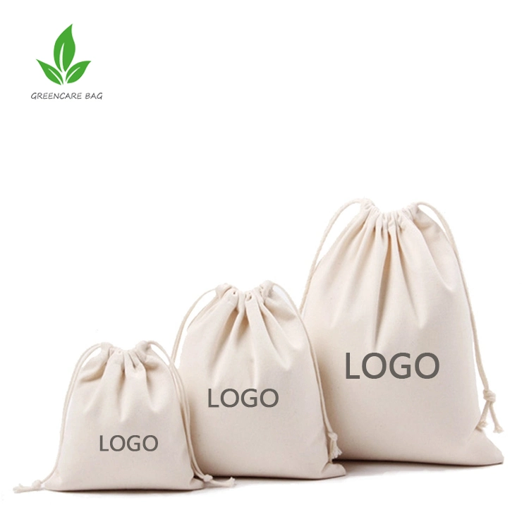 Custom Logo Personalized Colorful Soft Fabric Calico Canvas Cotton Drawstring Gift Bag with Double String