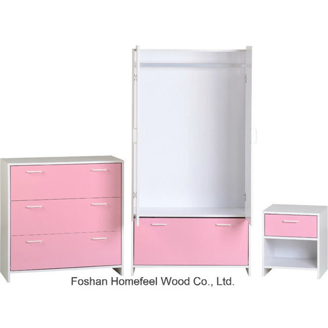 Modernes Rosa Kinder Schlafzimmer Möbel Set mit Kleiderschrank Kommode (BD17)