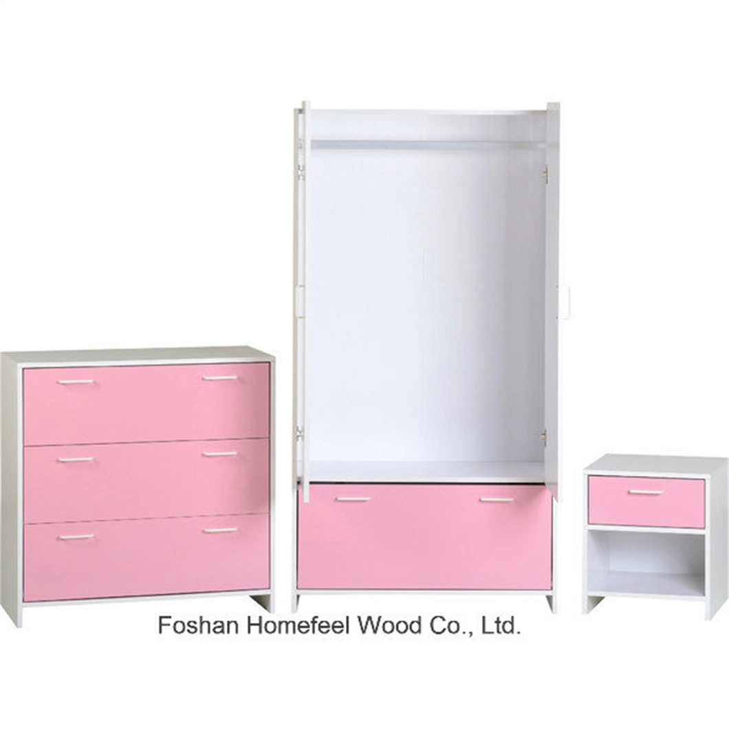 Los niños Rosa moderno conjunto de muebles de dormitorio con armario Dresser (BD17).