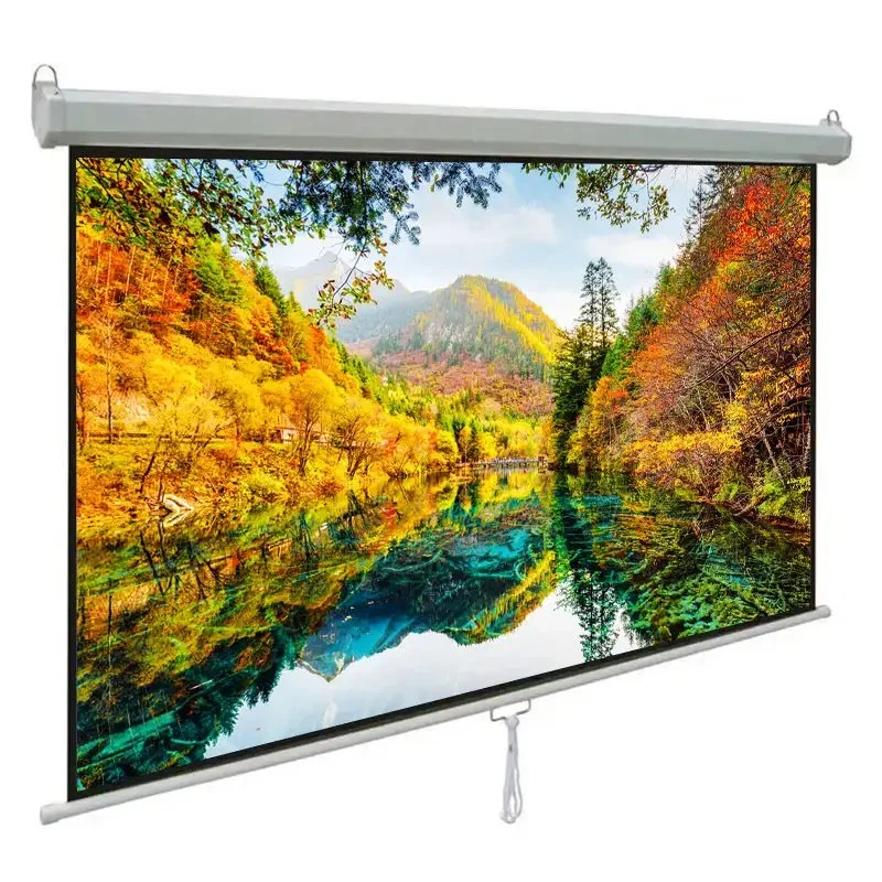 Wall Mount Manual Projector Screen Pull Down Projection Screen