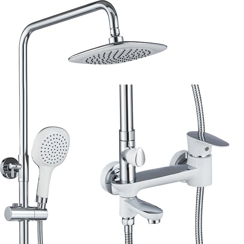 Chrome White Painting Brass Bath Faucet Bathroom Shower Set with Shower Head