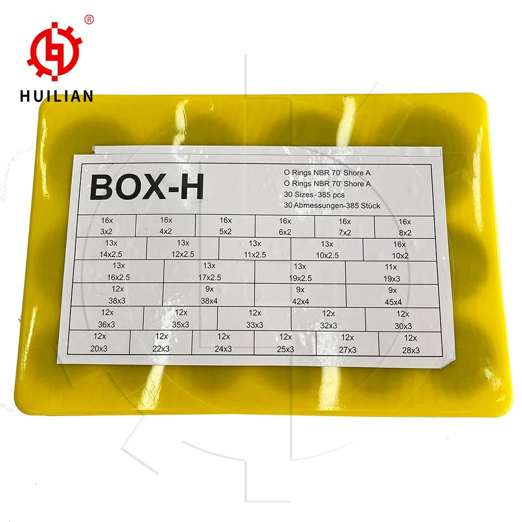 Boîtier à joint torique « H » NBR 385 PCS 30 Dimensions du joint torique Kit de boîte de joints en caoutchouc NBR FKM