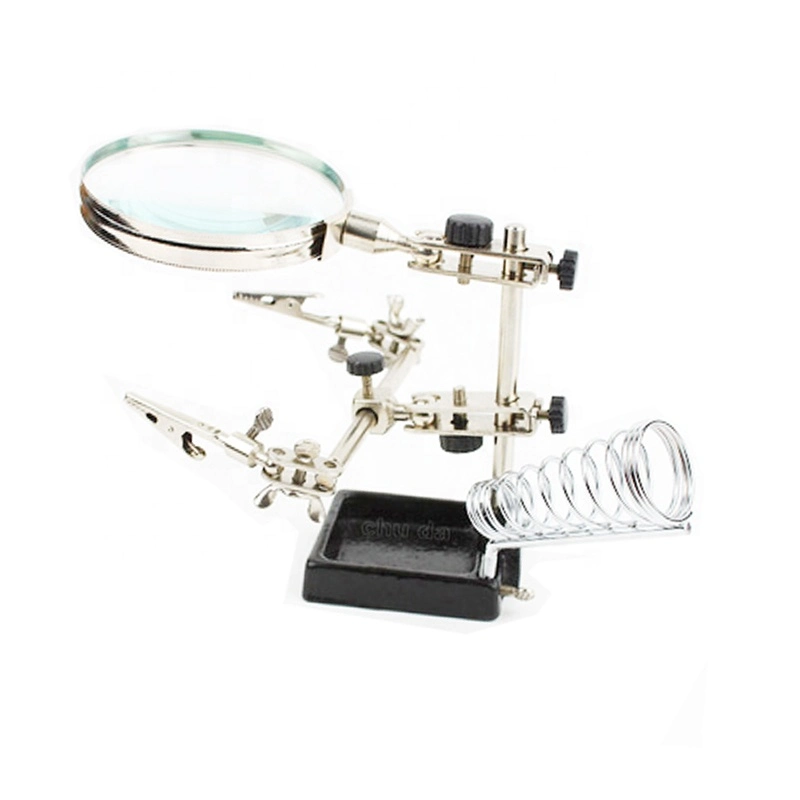 90mm High quality/High cost performance  Multifunction Helping Repair Magnifier Clip 4X Magnifying Glass with Stand