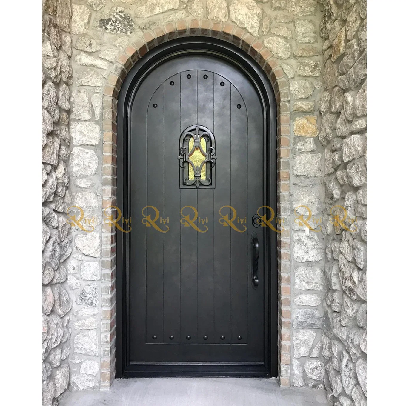 Decorative Interior Vine Cellar Door, Single Eyebrow Forged Iron Door