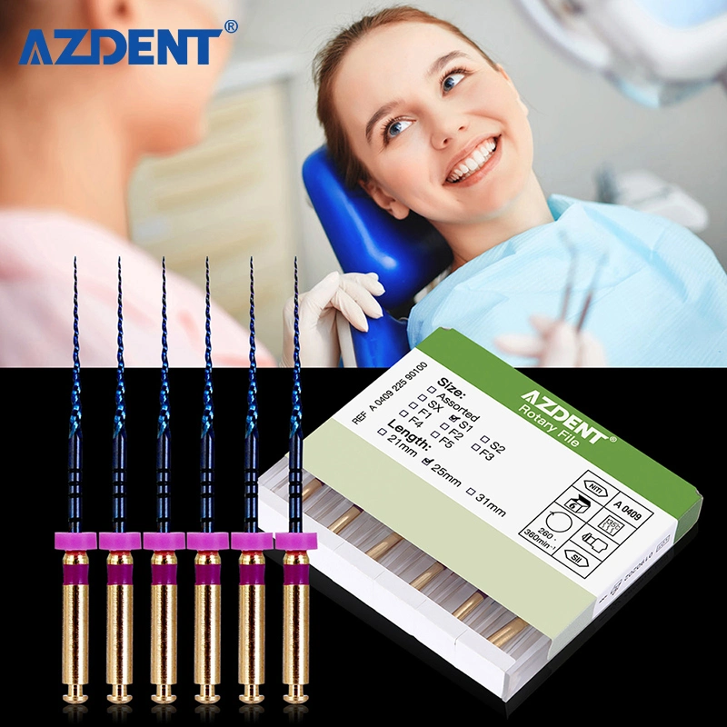 Azdent Dental Files Engine utilisez NiTi Super Rotary File 25 mm S1 6 PCS/Box