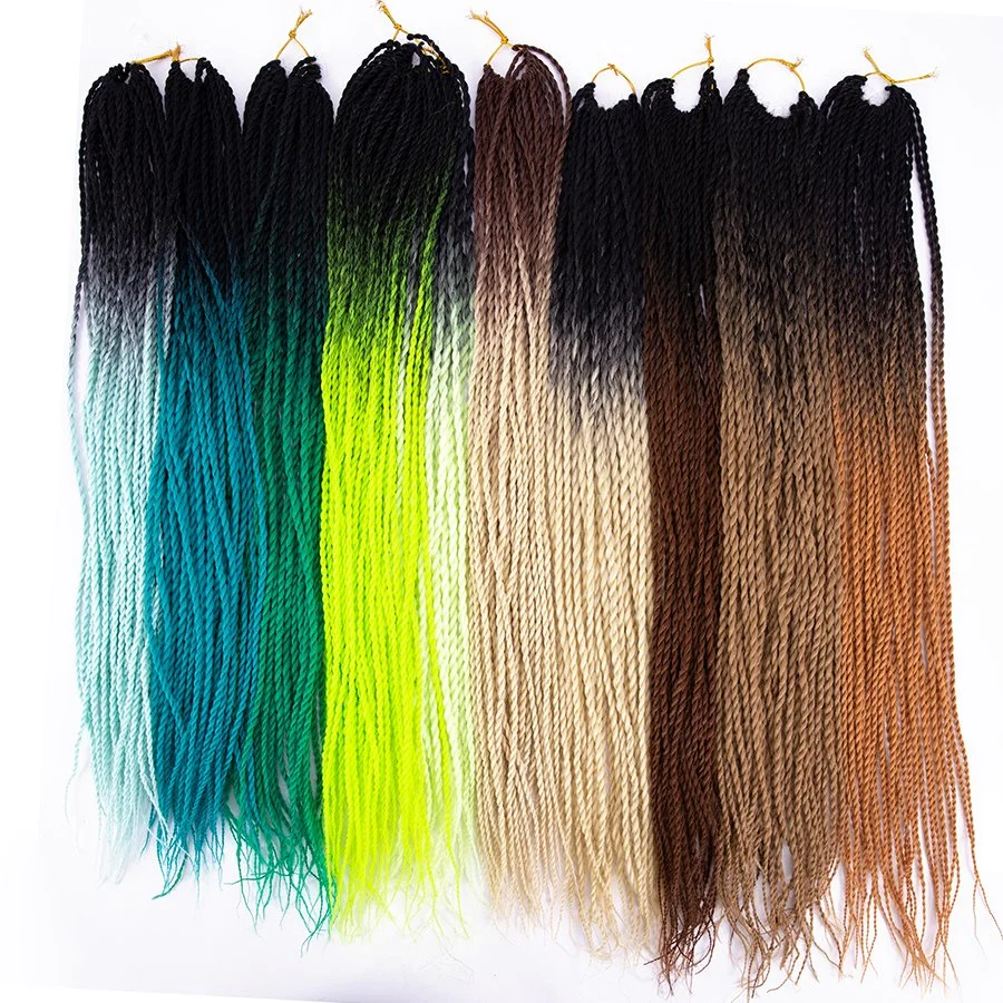 El cabello trenzado sintético de 24 pulgadas Ombre senegaleses Twist Crochet Extensiones de Cabello