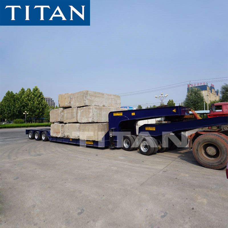 Titan 100 Ton 3 Line 6 Axle Low Bed Truck Lowbed Trailer with Dolly Trailer /Extendable Lowbed Semi Trailers