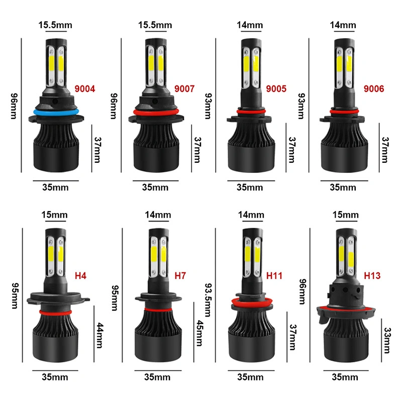 Luces LED S6 Plus Instantáneas en Bombilla LED para Coche Focos LED H4/H13/H7/9004/9007 Hi/Lo Altas Bajas Kit Lámpara Farol 4 Lados X7 Csp CREE LED PARA Faro LED de Coche