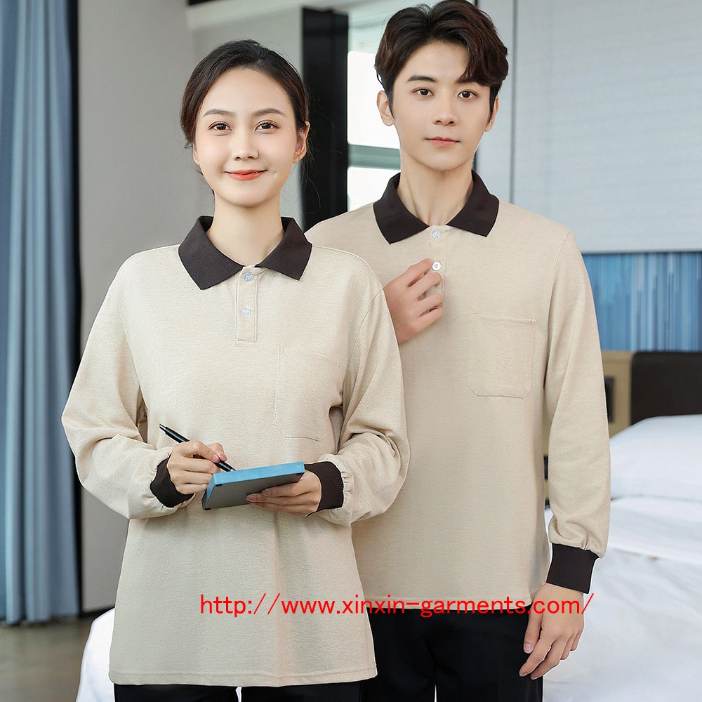 Custom Hotel Clothing Restaurant Hotel Long Sleeve Uniforms Waiter Waitress Clothes (W2365)