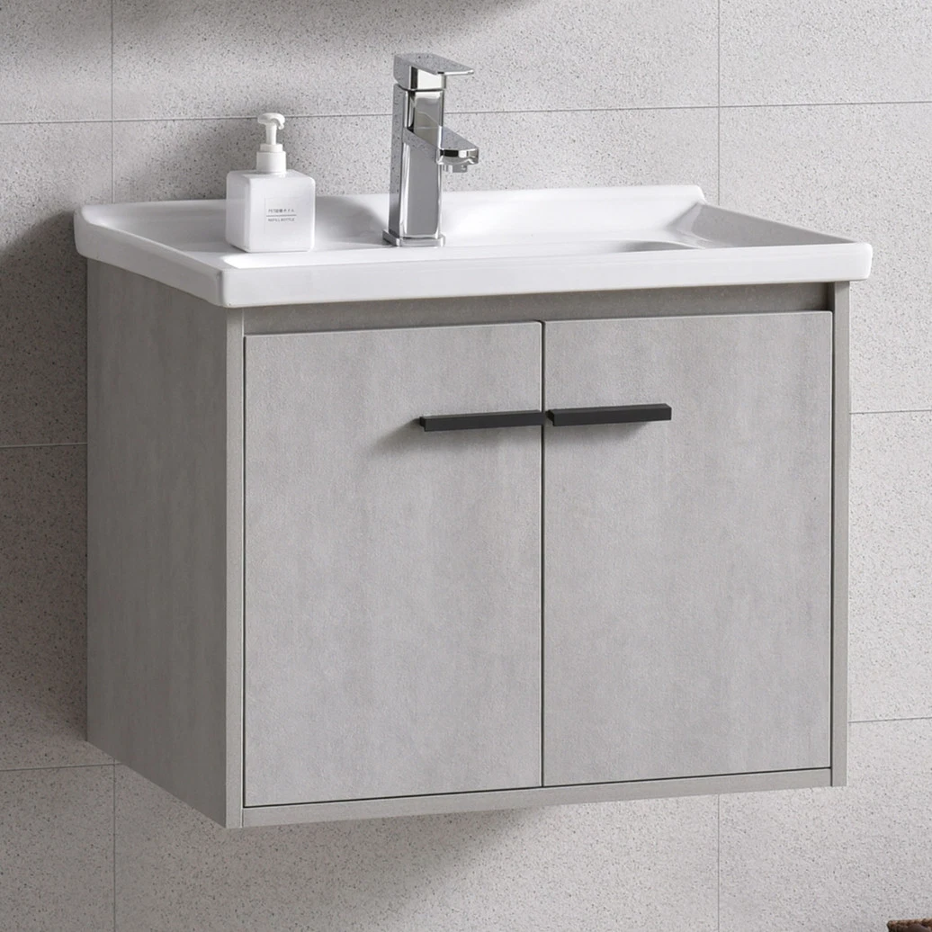 Chaozhou Binli Supplier Modern Cement Grey Melamine Waterproof Finish Bathroom Cabinet Bathroom Vanity Set