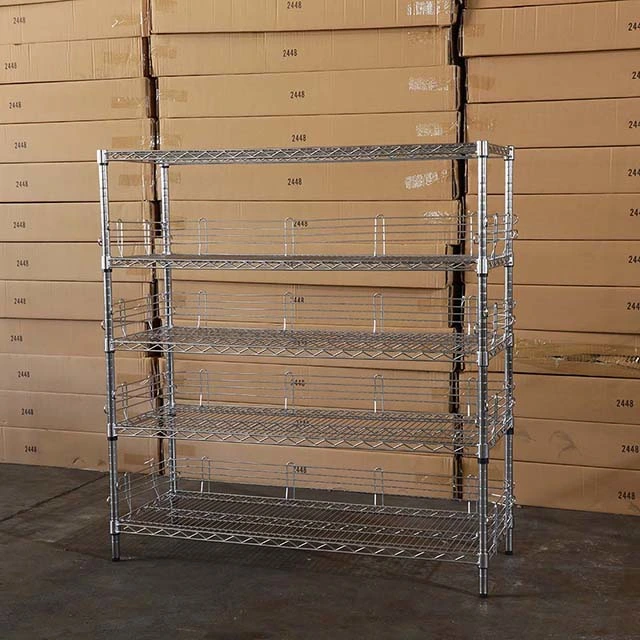 Quality Carbon Steel 4-Tiers Chrome Plating Storage Wire Racks