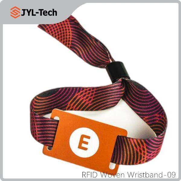 Event Festival RFID Satin-Band Polyester Woven Fabric Bracelet Eco RFID Woven Wristband