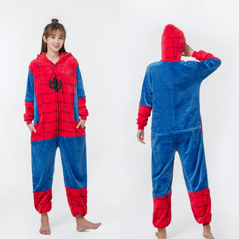 Bienvenida estilo Spiderman niños adultos Flannel Pajama Jumpsuit