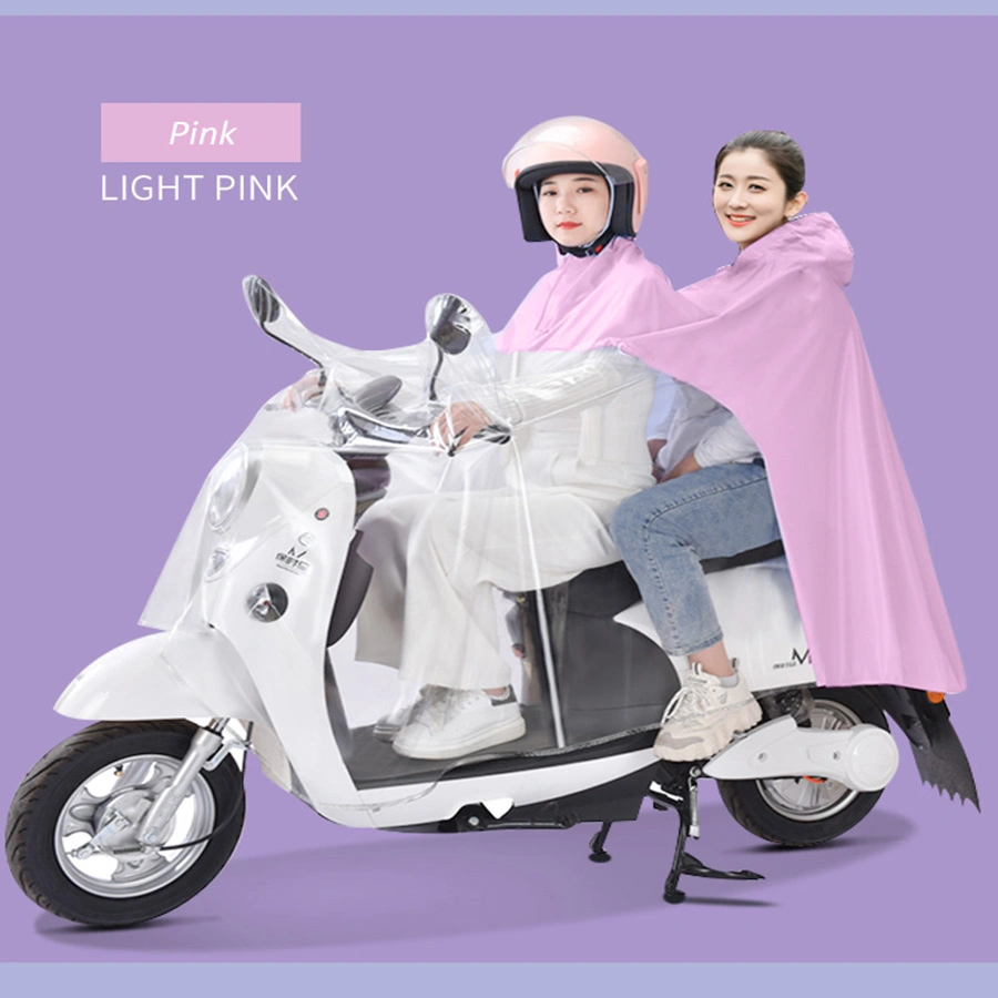 Outdoor Electric Car Motorcycle Adult Double Cycling PU Poncho One Piece Raincoat Cycling Rain Jacket