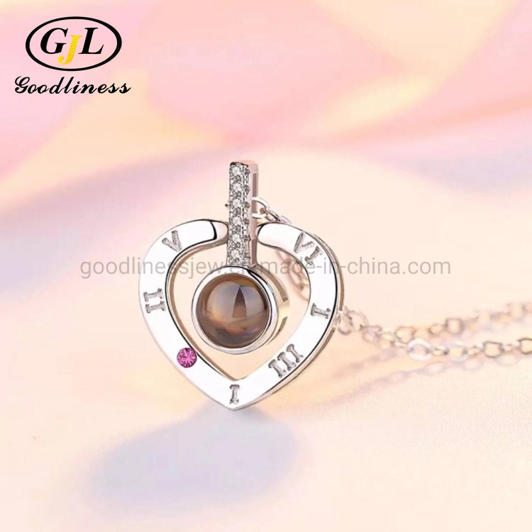 New Arrival Trendy Products Projection Heart Pendant 100 Language I Love You Necklace