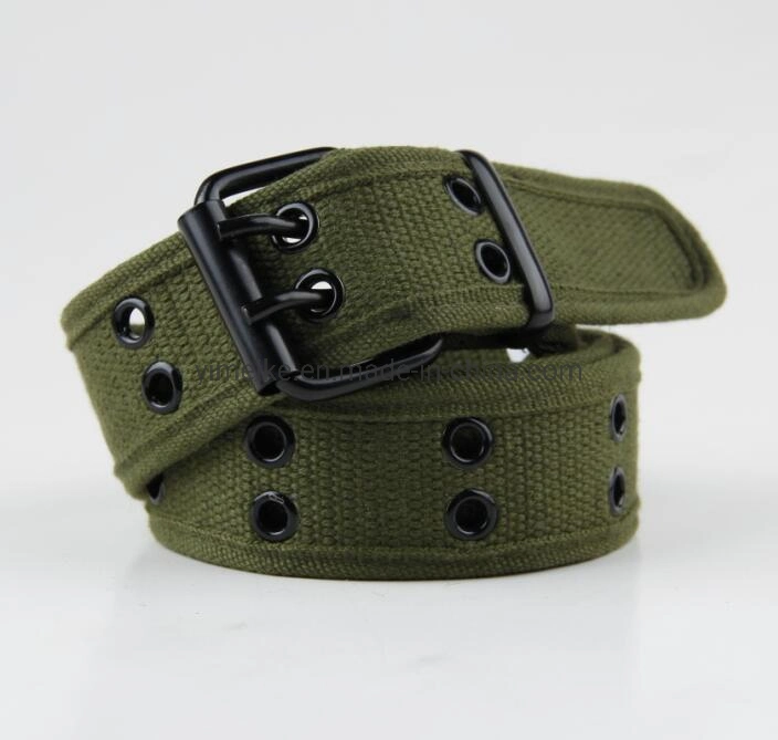 Hot-Selling Unisex Men Lady Fashion 2 Holes Cotton Polyester Fabric Belt